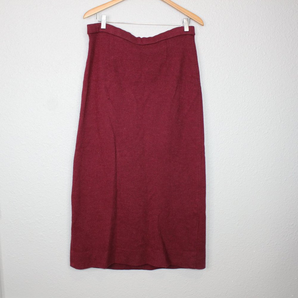 Vintage Bleyle for Hooper Maroon Wool Maxi Skirt sz 14 - Picture 7 of 7